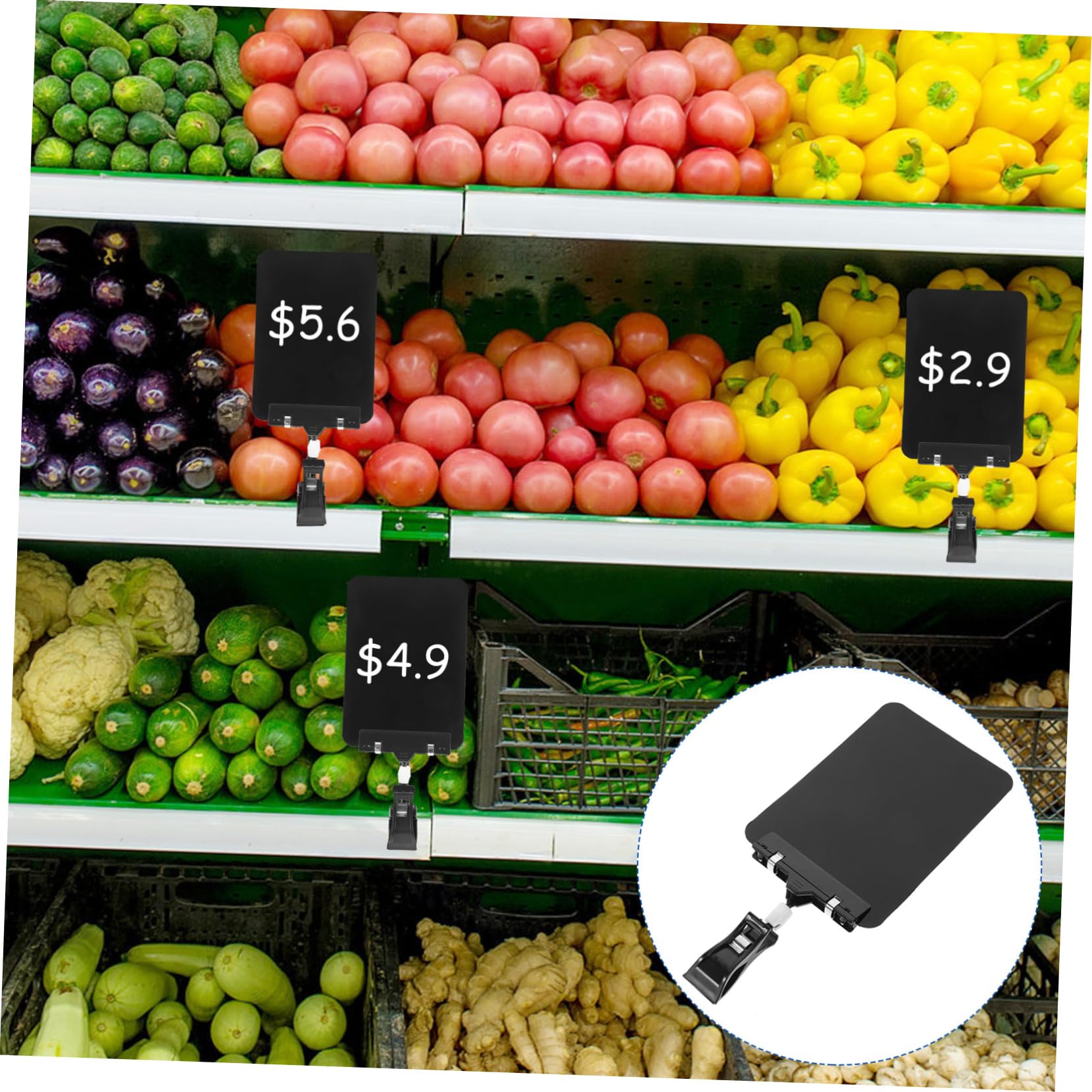 jojofuny 20 Pezzi Etichette con Clip per Negozi e Supporto Segnaprezzi Riutilizzabile per Display Organizzatore Facile Fissare su Scaffali e Cesti