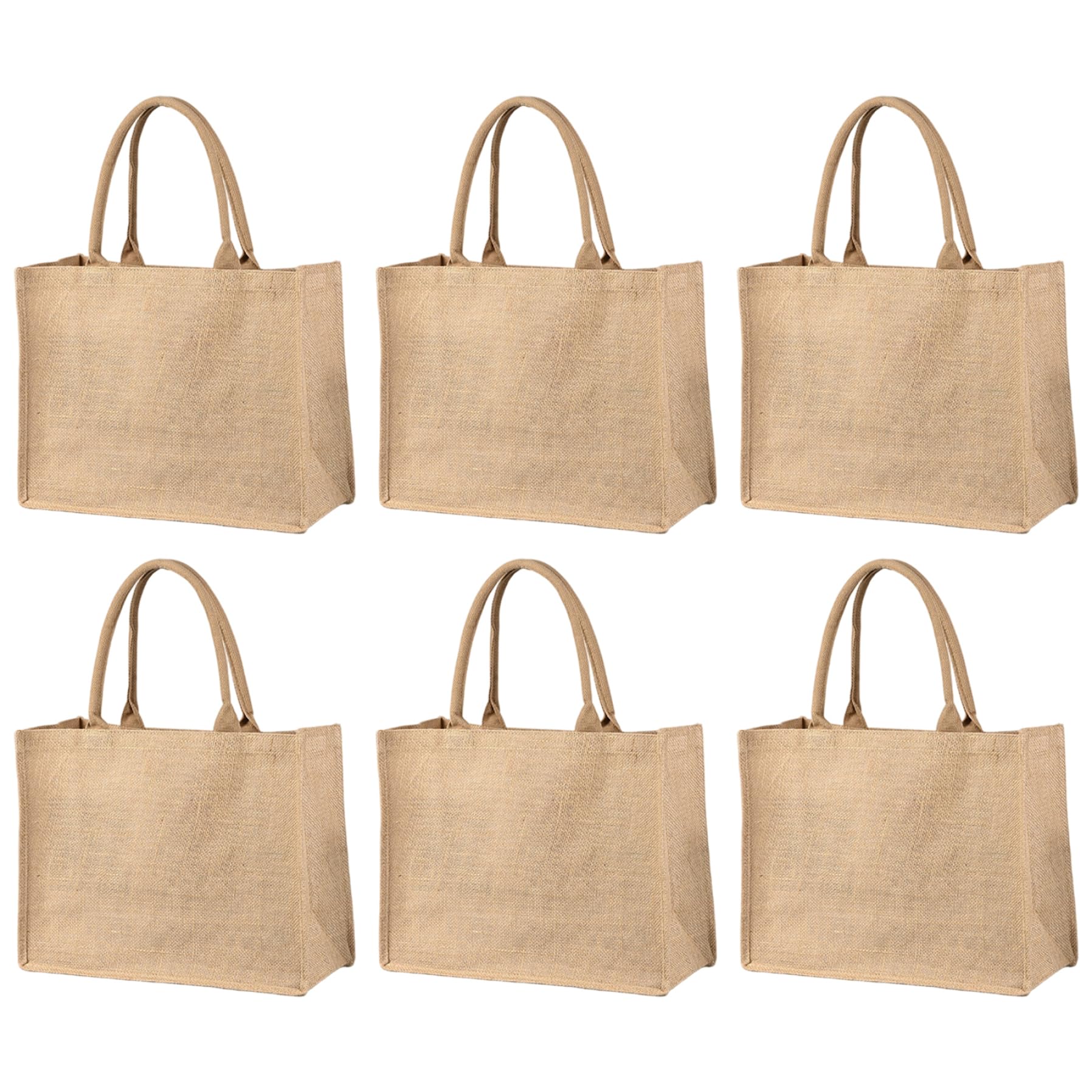 Borse di tela di iuta borsa di tela di iuta resistente 6 pezzi 12x15x5, 5 pollici con manico per la spesa la spesa il matrimonio le gite