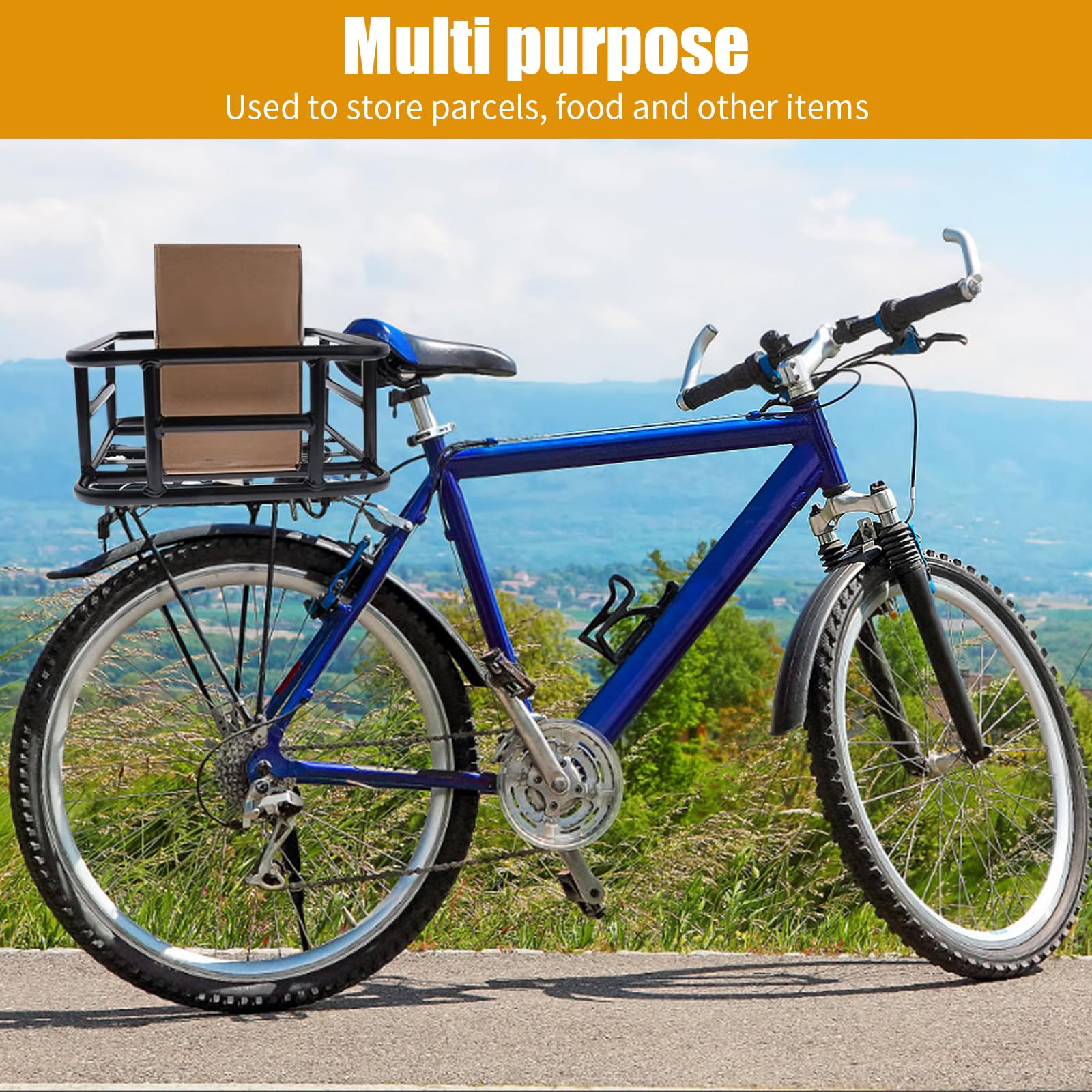 Grande cestino posteriore per bicicletta con telaio in ferro, cestino multifunzione per veicoli elettrici e biciclette, cestino posteriore per bicicletta, grande cestino rimovibile in metallo