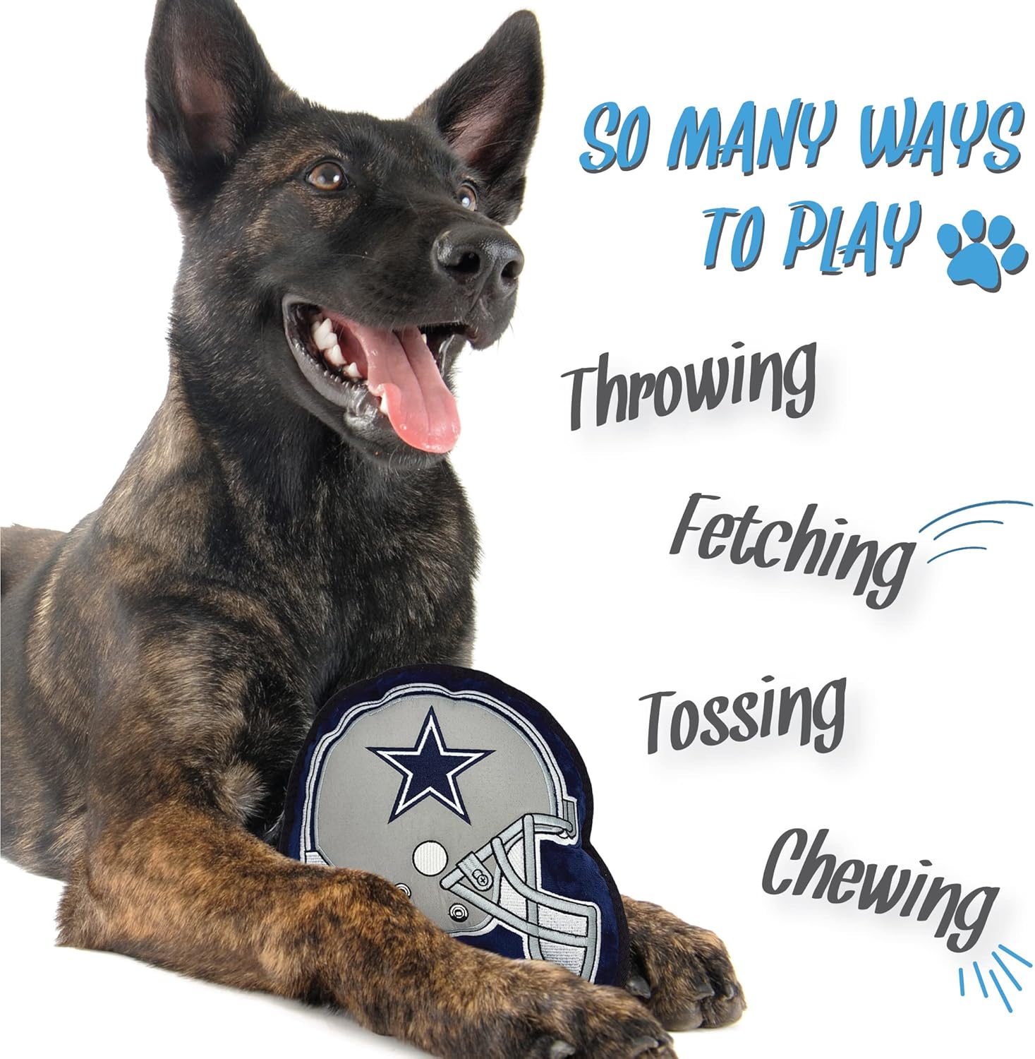 The 1st Ever Tough but Smooth Dog Toy NFL Dallas Cowboys Football Helmet Tough Pet Toy. A Premium Quality Doggie Toy with Built-in Squeaker. Sports Fans Favorite Chew Toy