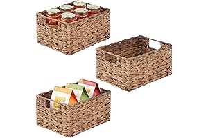 mDesign Farmhouse Woven Kitchen Pantry Storage Organizer Basquets