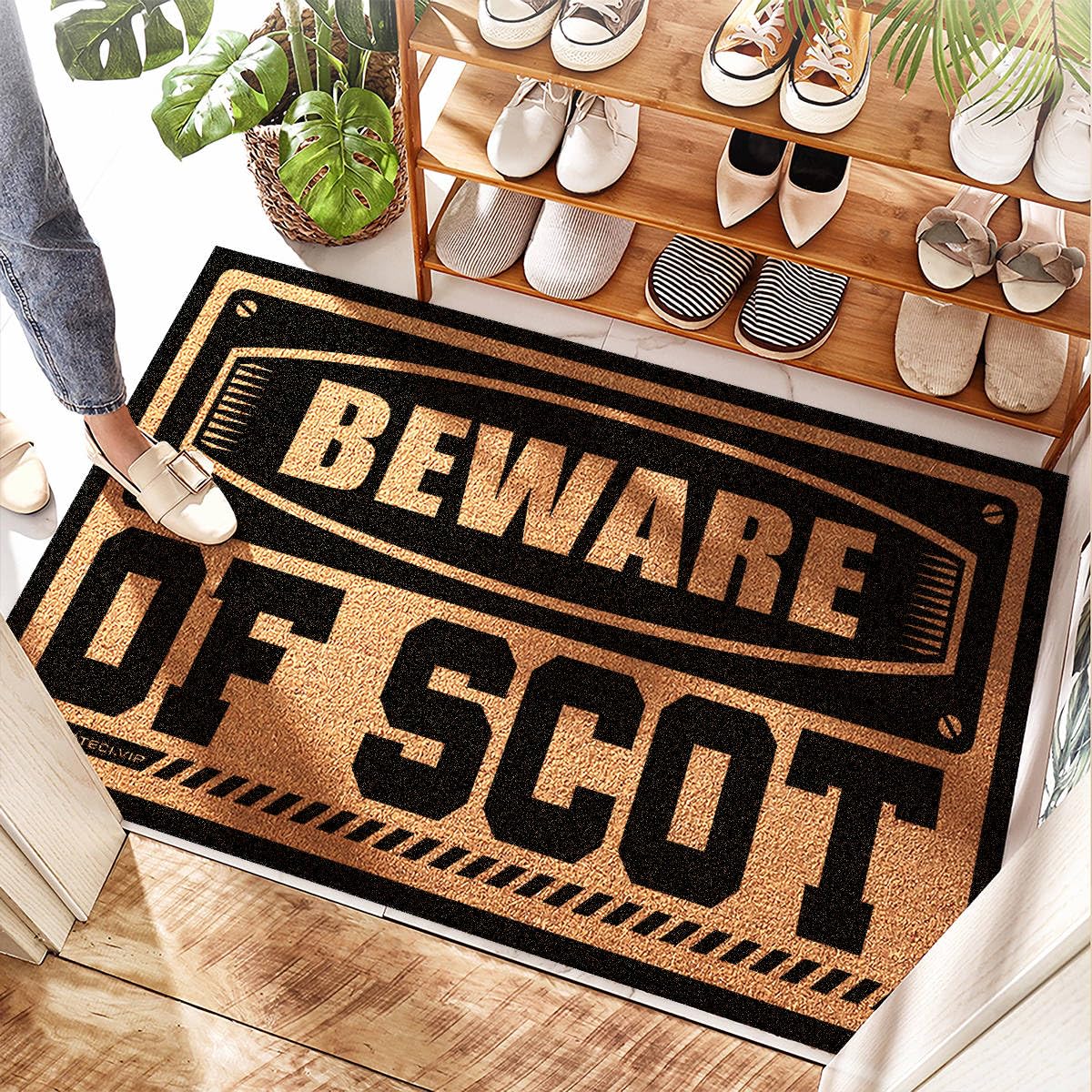 Tapis d'entrée en plastique Beware Of Scott pour maison et terrasse