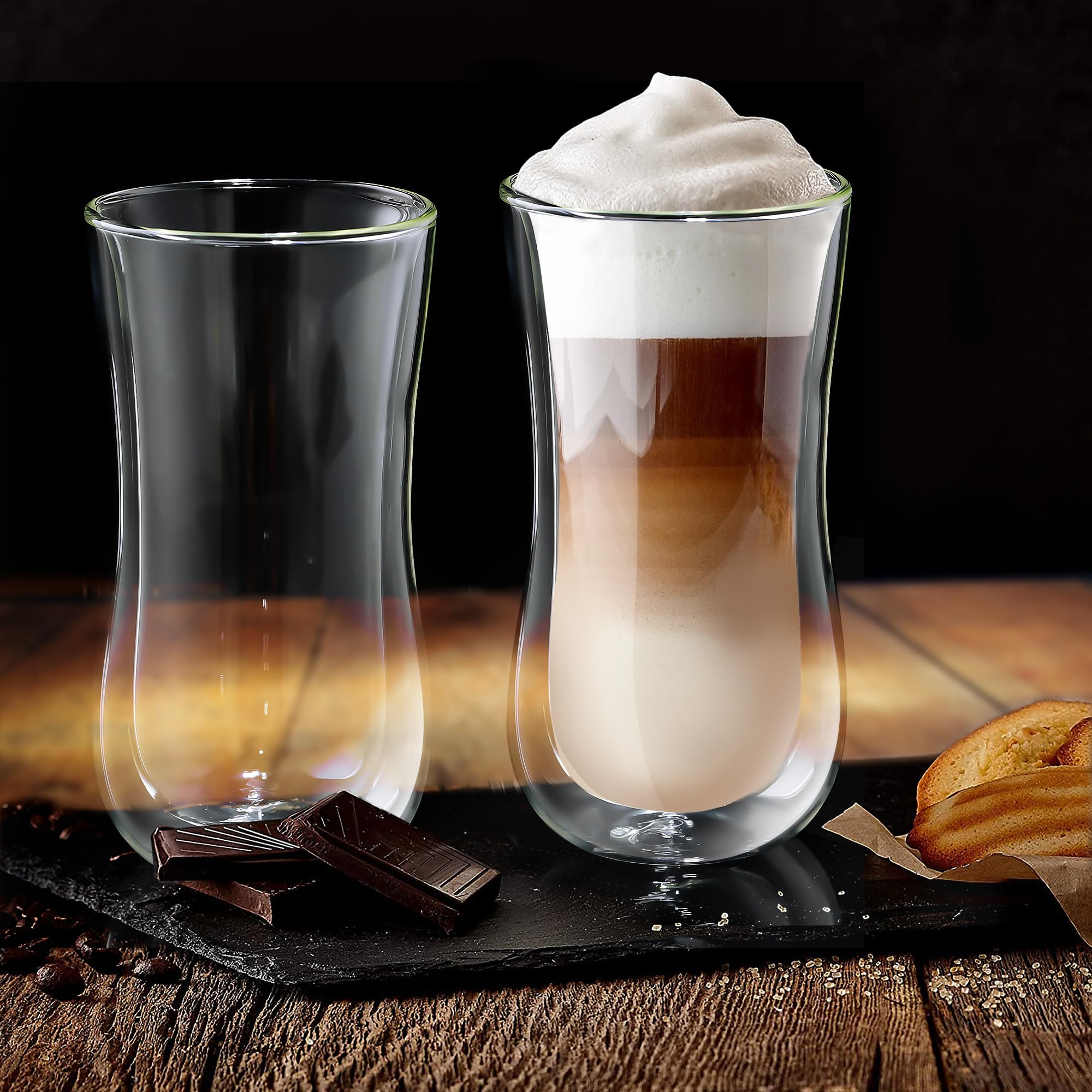 Joeyan 400ml Double Walled Drinking Glasses for Coffee Latte Cappuccino Macchiato Tea Mulled Wine Beer - Image 3