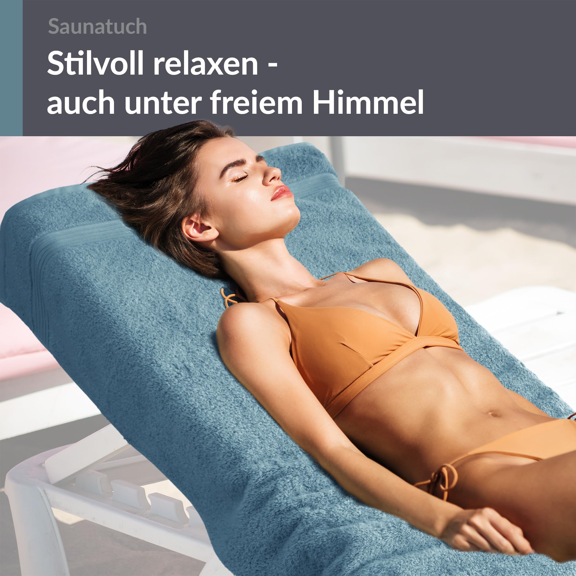 Lashuma Badetuch groß 100x200 cm Baumwolle, Linz Saunahandtuch XXL, Frottee Handtuch in Tauben Blau für Spa und Sauna
