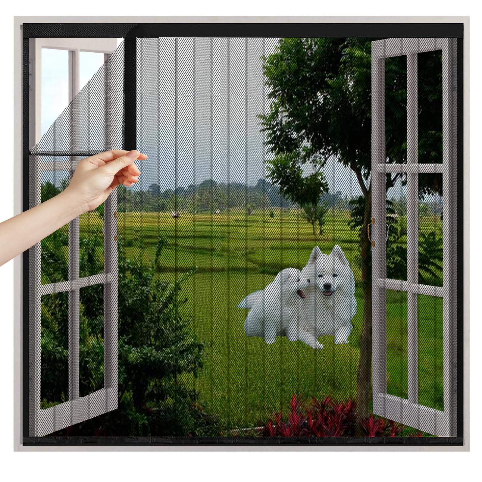HGPFCB Custom Window Fly Screen, Fly Net for Windows Easy Installation Mosquito Net, Strong Self-Adhesive Window Mesh Insect Screen Keep Bugs Flys Mosquitoes Pollen Out