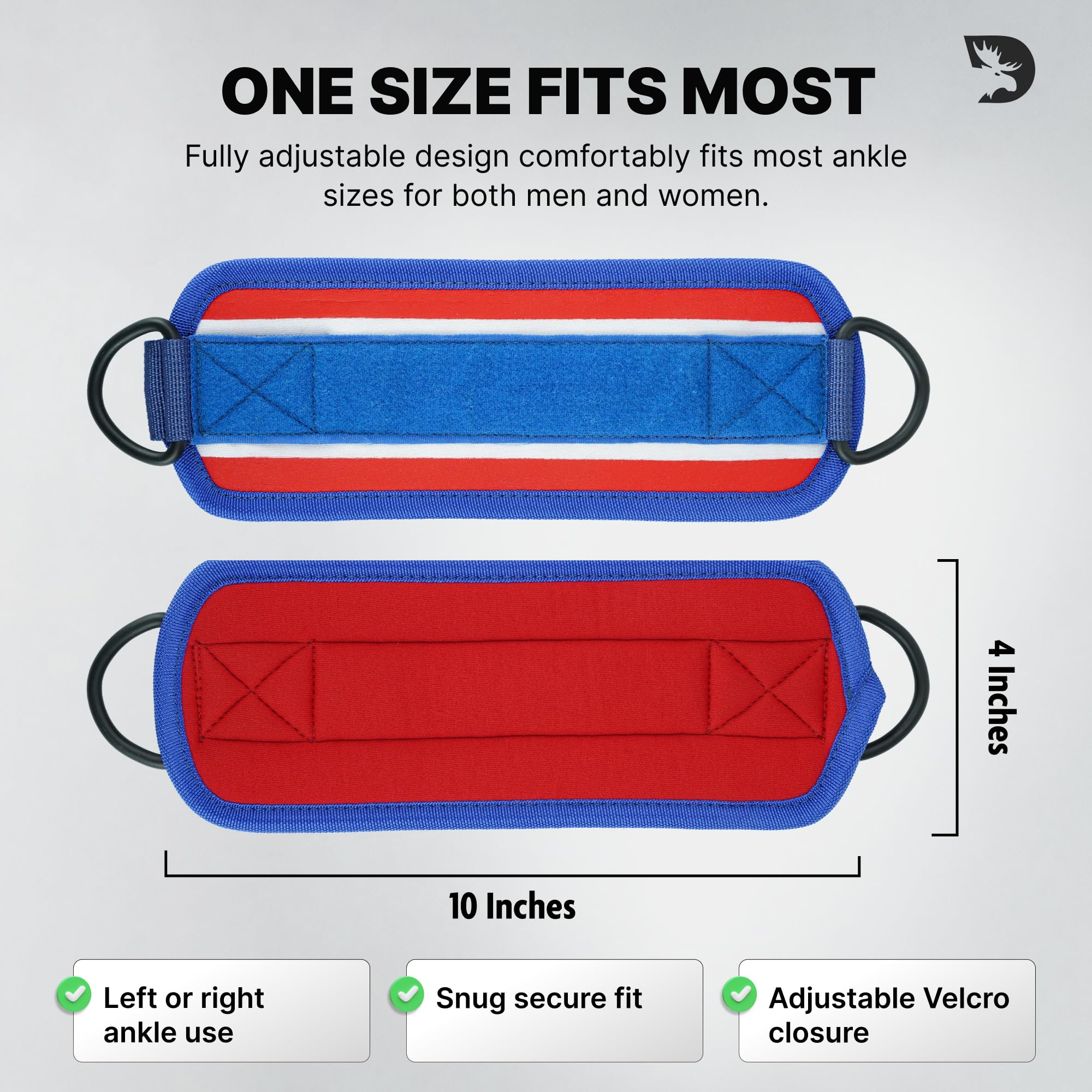 DMoose Ankle Strap for Cable Machine-One Size Fit with Premium Padding, Workout Kickback Ankle Cuffs, Ankle Bands for Working Out, Booty Workouts, Leg Extension, Hip Abductors & Lower Body Exercises