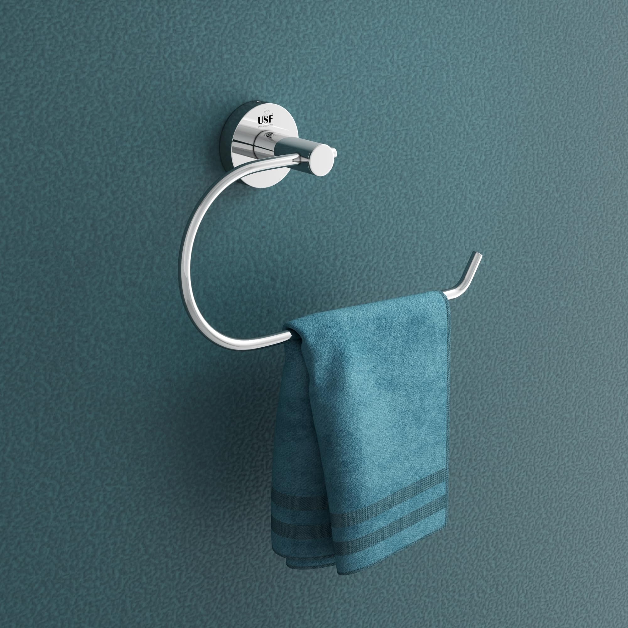 U-S-F BATH ACCESSORIES Towel Hanger for Wash Basin, 304 Stainless Steel Napkin Holder for Bathroom, Hand Towel Hanger, Towel Holder in Bathroom, Towel Ring Bathroom Accessories (Chrome) 1 Piece