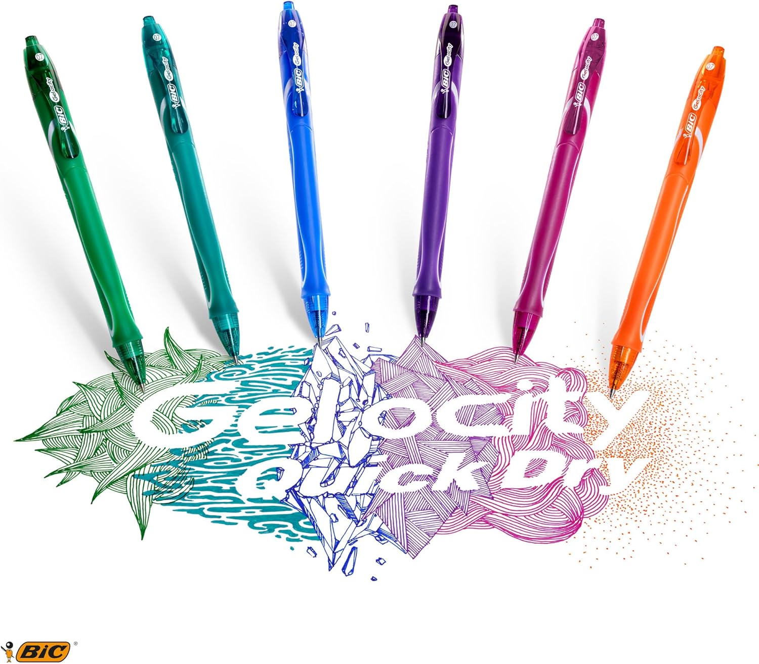 Bic Gel-ocity Quick Dry Ballpoint Pens - Assorted Colours, Pack of 8
