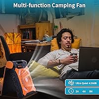 Vista 3 de Solar Fan Battery Powered Rechargeable Solar Camping Fan with Led Lantern Power Bank Foldable Angle USB Personal Fans for Travel Outdoor