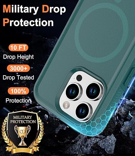 Miniatura 4 de Funda magnética para iPhone 15 Pro Max, compatible con MagSafe, grado militar de 10 pies, anticaídas, con protector de pantalla de vidrio templado,