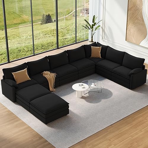 Miniatura 23 de Vesgantti Sofá Seccional Modular de 108", Cómodo Sofá Nube con Otomana Móvil de Chenilla y Asiento Profundo, Sofá Modular en Forma de L, Sofás