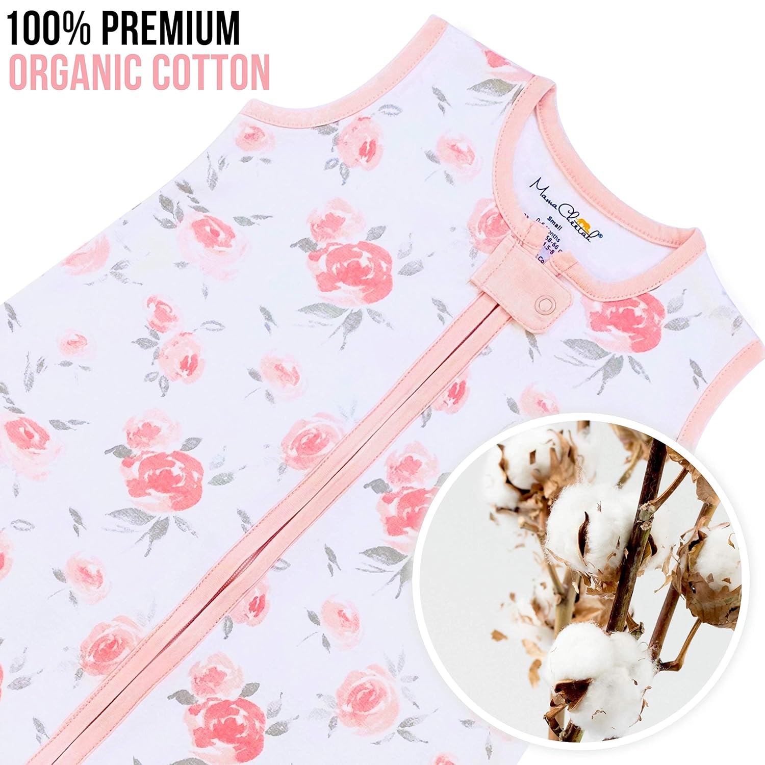 Baby Wearable Blanket, Organic Cotton Sleep Bag, Sleeping Sack with 2-Way Zipper, Medium (6-12 Months) : Baby