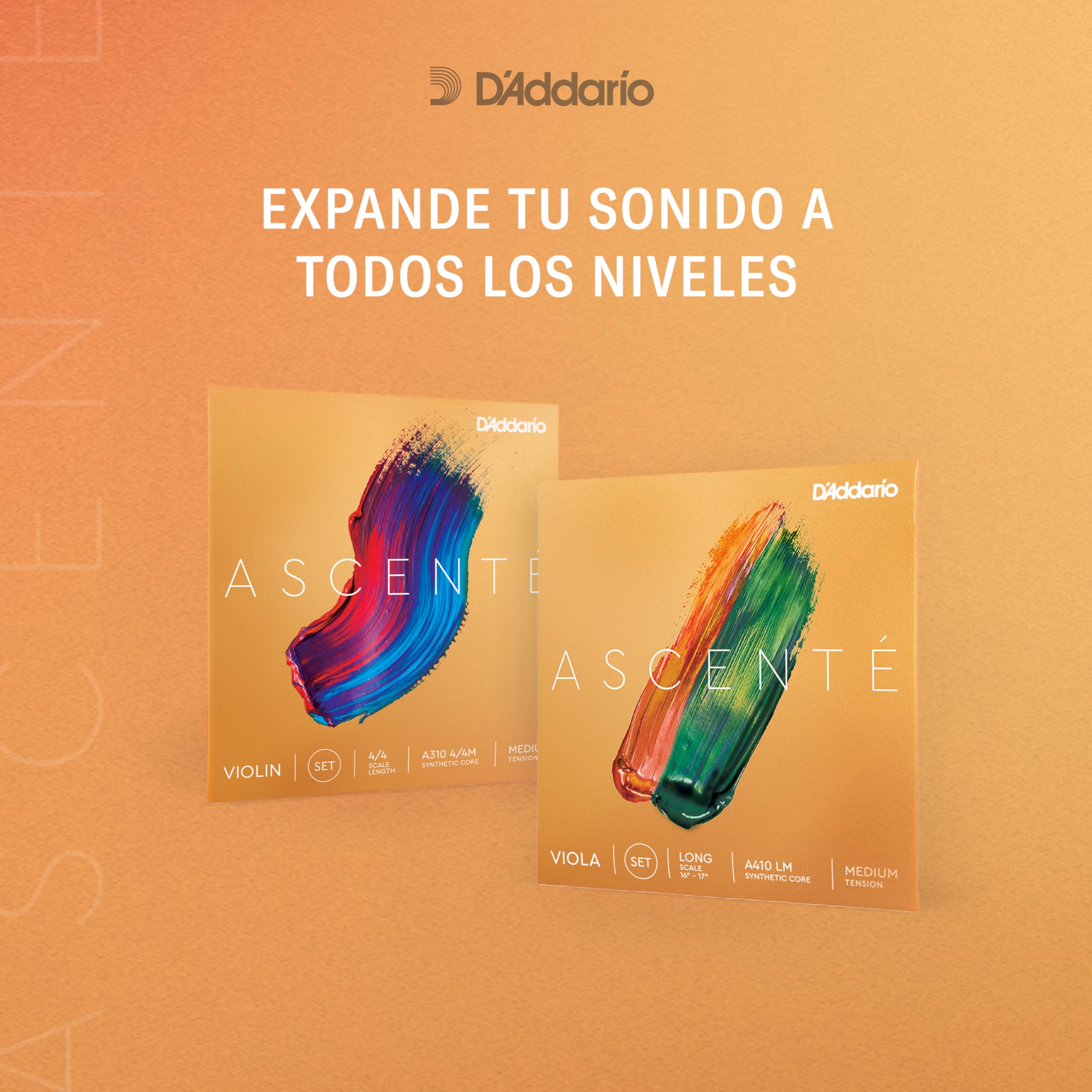 D'Addario Ascenté Violin String Set, 1/16 Scale, Medium Tension