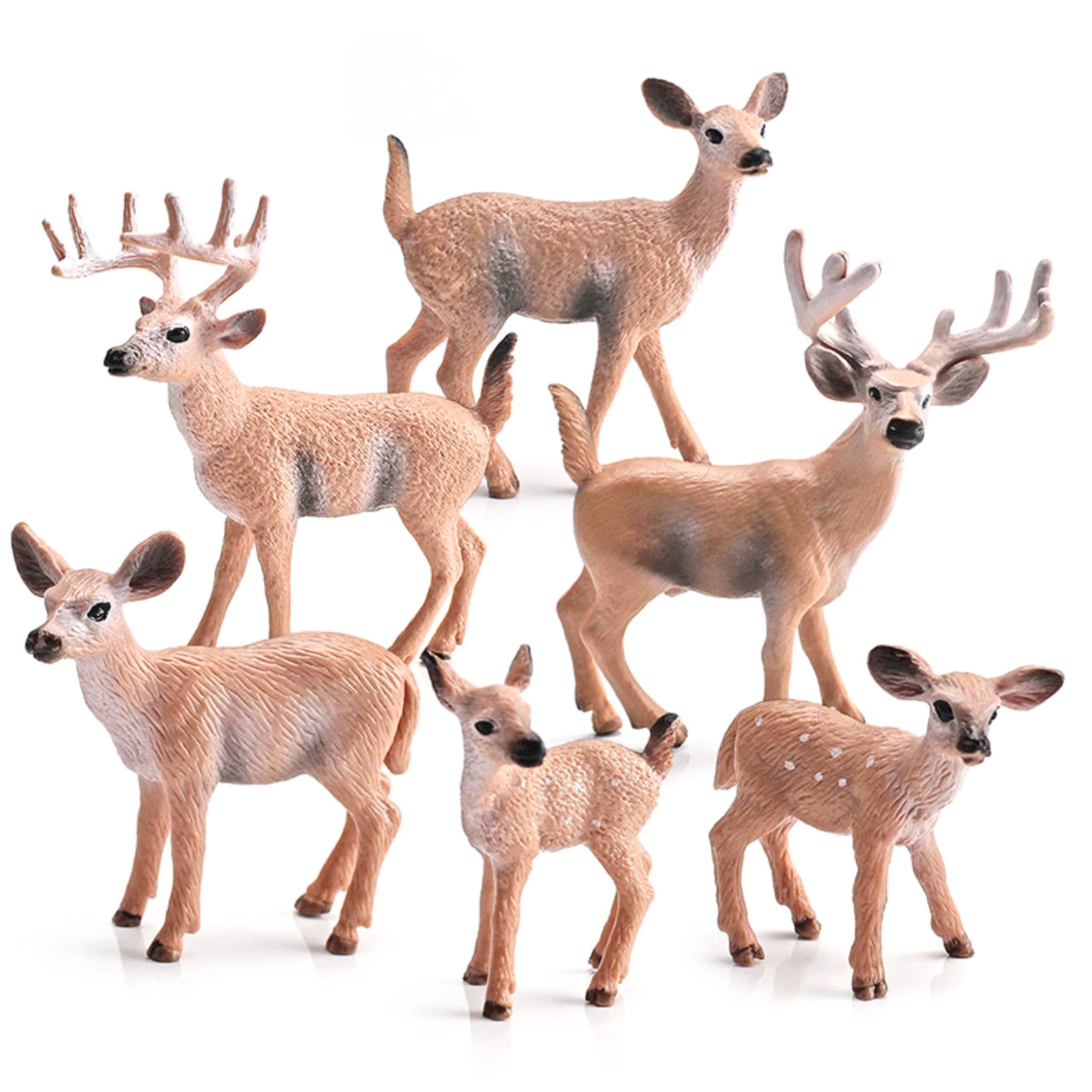 MALLEXO Deer Family Animal Toy for Kids | 6 PCS Realistic Wild Forest Animals Cute Deers Miniatures Action Figurines Toys for Boys and Girls Birthday Gifts for Children | Decoration & Educational Item-image-20