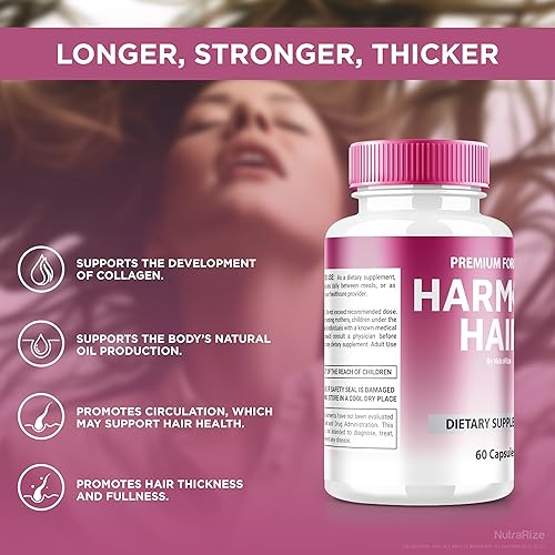 Miniatura 7 de NutraRize HarmonyHair Capsules (2 unidades) - Desbloquea el potencial de tu cabello con nuestra fórmula natural, vitaminas prémium para un cabello