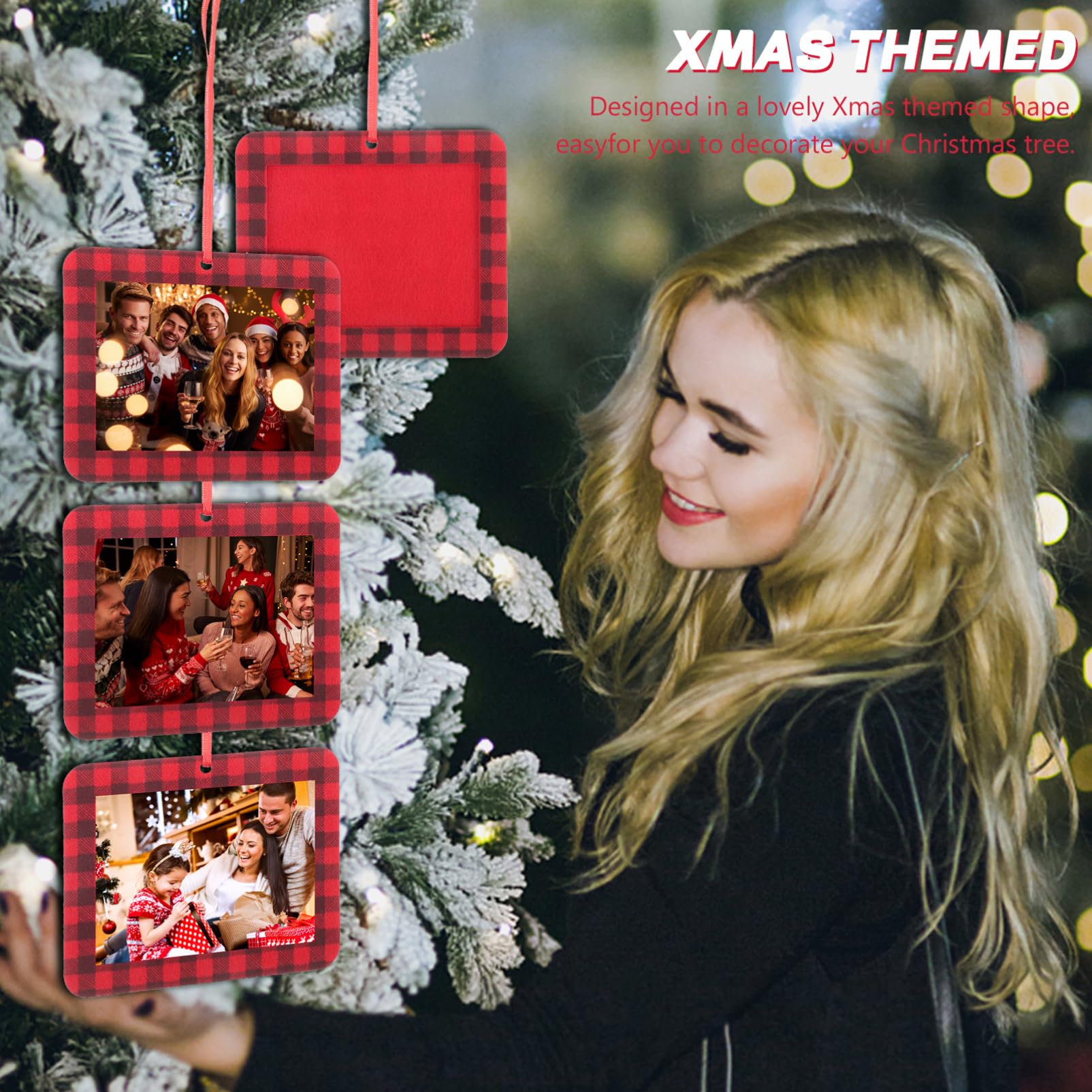Abaodam 36piezas Adornos De Navidad De Fieltro Forma De Marco De Fotos Colgantes Decorativos Para Fotos Navideñas Para Fiestas y Decoraciones Del Hogar