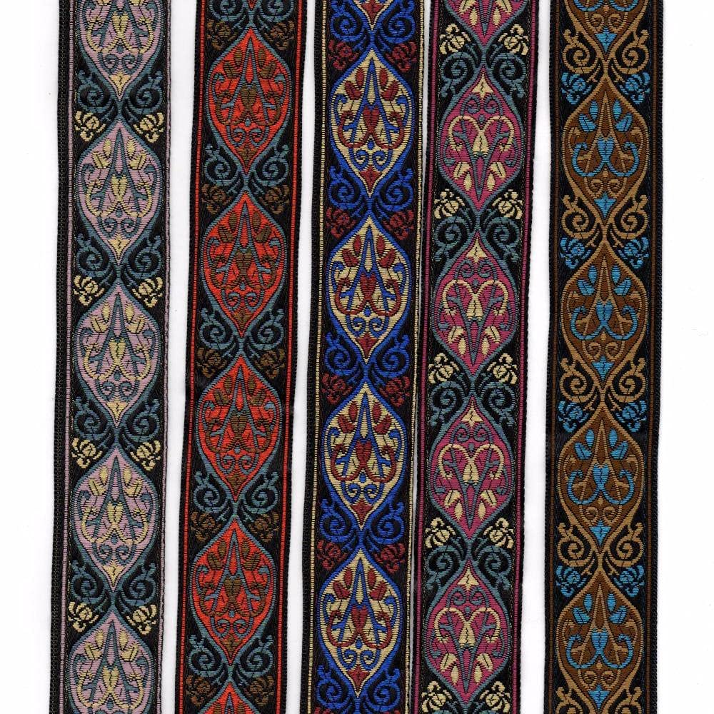 Ribbons For Gift Wrapping Ribbon For Fabric Satin Ribbons 6 Cm Szeroki Tkana Wstążka Żakardowa Klasyczna Totem Design Do Akcesoriów Kurtynowych I Odzieży 10 Jardów Za Dużo-Purpurowy_30Mmx10Yard.