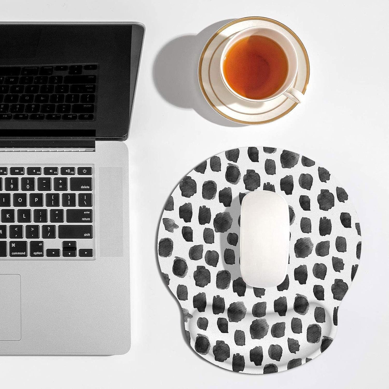 Britimes Ergonomic Mouse Pad with Wrist Support Black Spots Non-Slip Rubber Base Mousepad for Home Office Gaming Working Computers Laptop Easy Typing & Pain Relief
