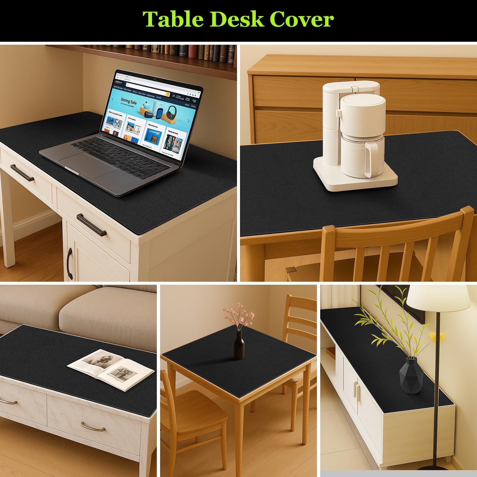 Warmstar Copertura per tavolo in pelle 61 x 183 cm, spessore 1,8 mm, impermeabile, antiscivolo, per cucina, cassettiera, scrivania da gioco, tavolo da pranzo