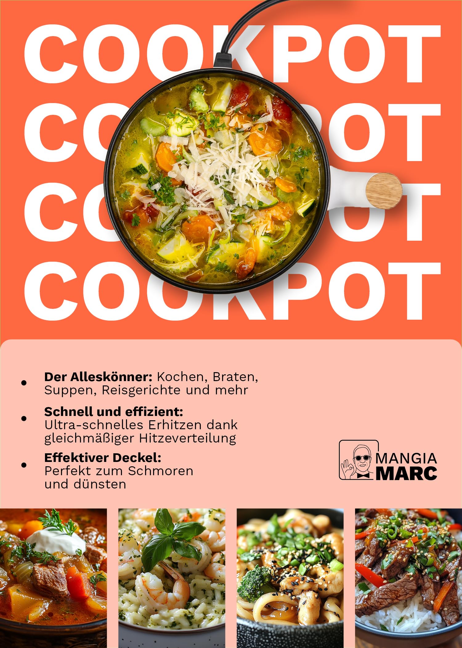 All-In-One Pastapot I Nudelkocher mit Sieb & Sauciere | Pasta & Soße in nur 5 Minuten I Vollelektrischer Pastakocher I Kein Herd nötig