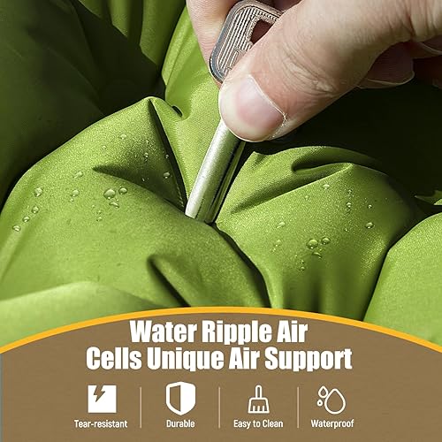 Miniatura 4 de Colchoneta de dormir doble  Autoinflable de 4 pulgadas extra gruesa para 2 personas con almohada con bomba de pie incorporada, alfombrilla inflable