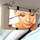 Car Sun Visor Mirror, Cosmetic Makeup Mirrors with Straps, HD Car Interior Cosmetic Mirror, Universal Sun Visor Mirrors for Trucks, Cars, SUVs (Black)