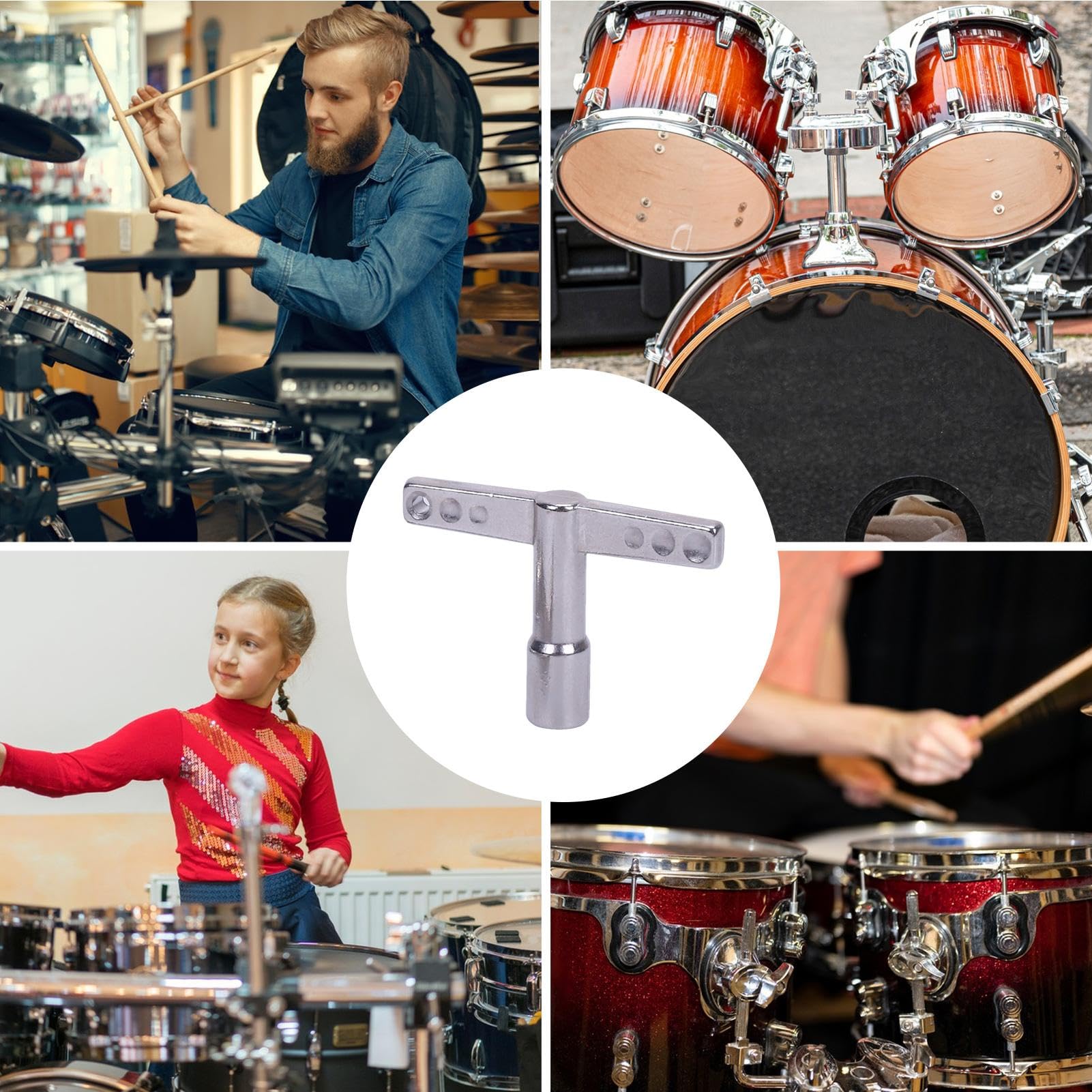 Llave de afinación de tambor, herramienta de llave de tambor | Llave de afinación de tambor de metal portátil, llave de afinación de tambor de aleación para tambores acústicos y electrónicos