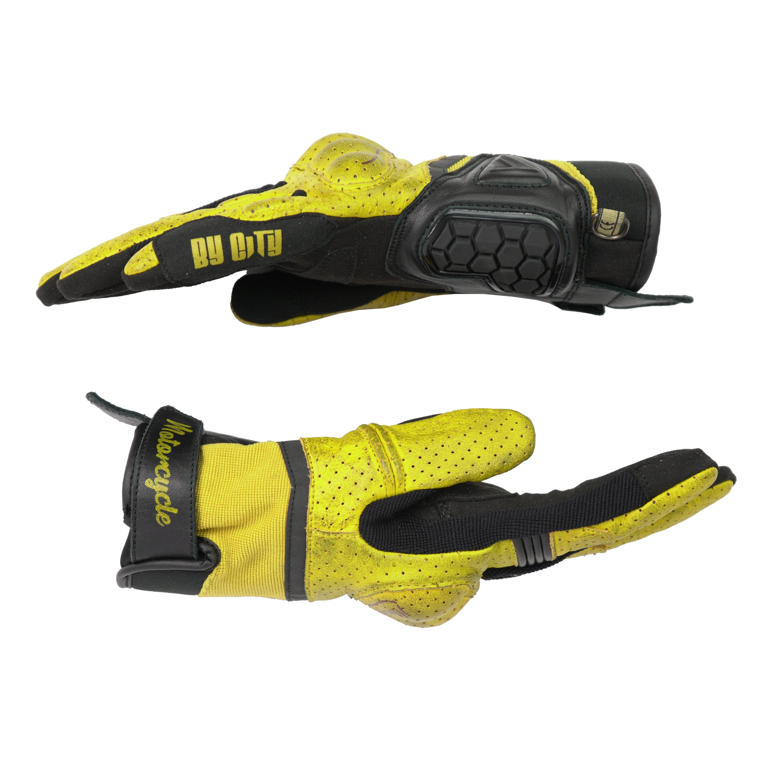 BY CITY | Guantes de Verano para Moto Tokio Man | Guantes de Piel Perforada | Protecciones Rígidas en Nudillos | Zonas Acolchadas | Refuerzo Antiabrasión en la Palma | Transpirables