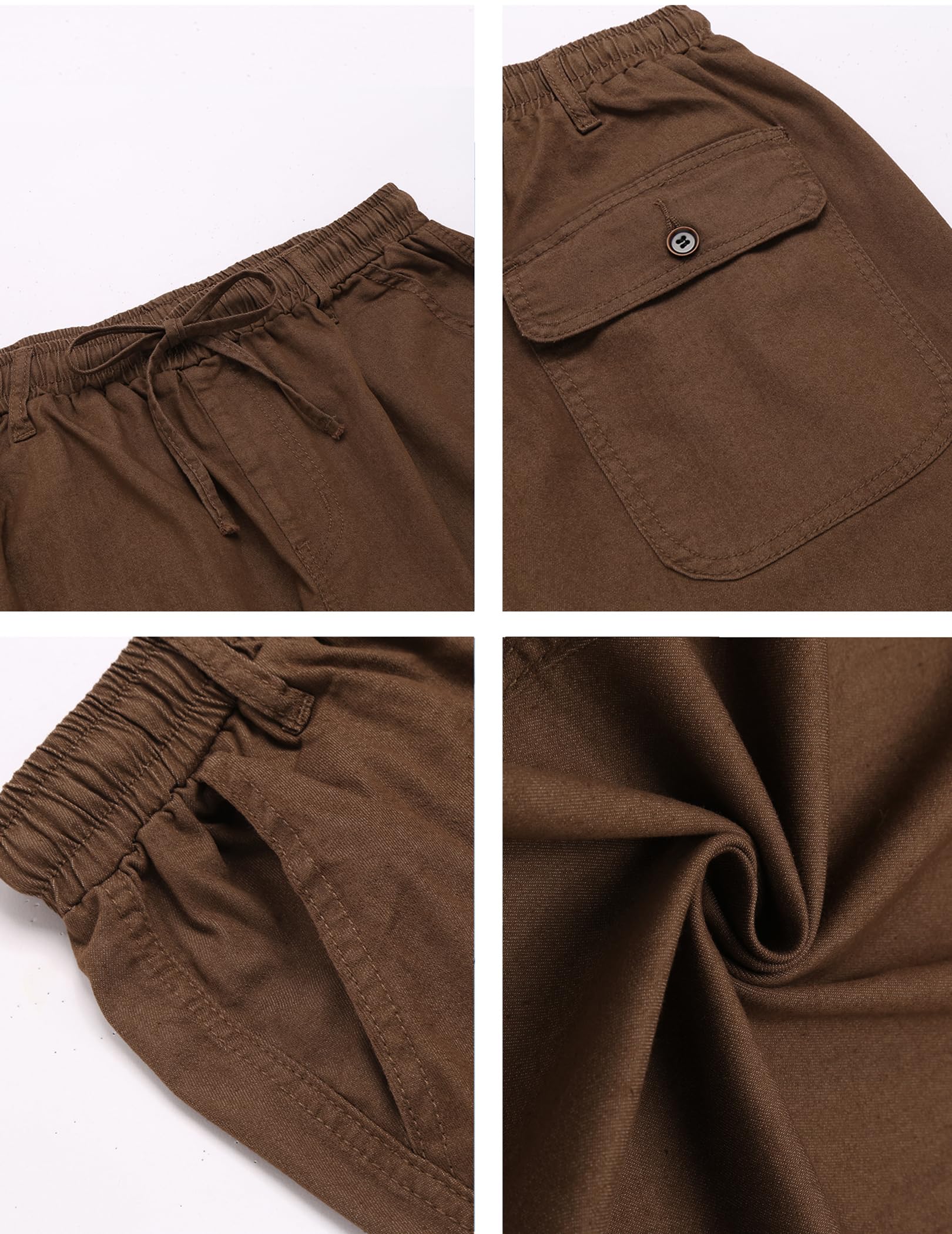 COOFANDY Jean Homme Droit Extensible Pantalon Décontracté Taille Élastique avec Cordon Poches Cargo