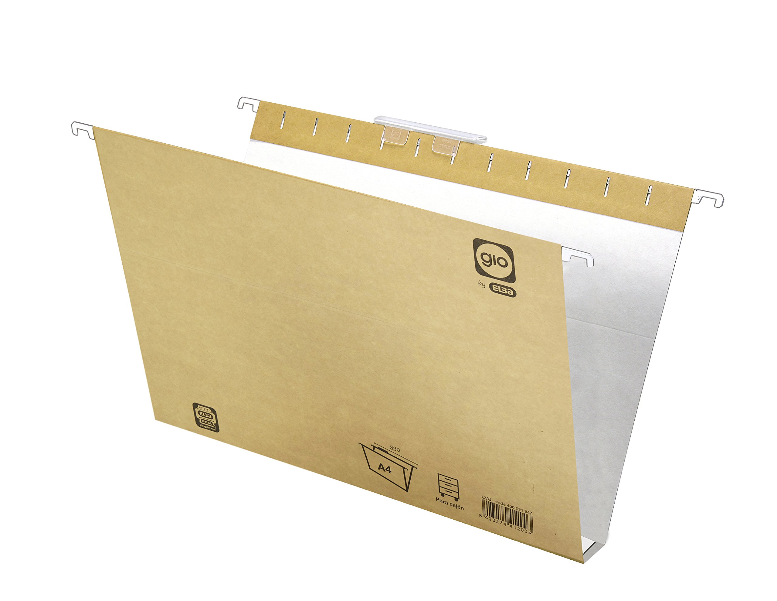 Ybarra 400021943 – Box of 25 Hanging Folders, Kraft, Viewfinder Top, A4, Bicolor, Units Contained: 1