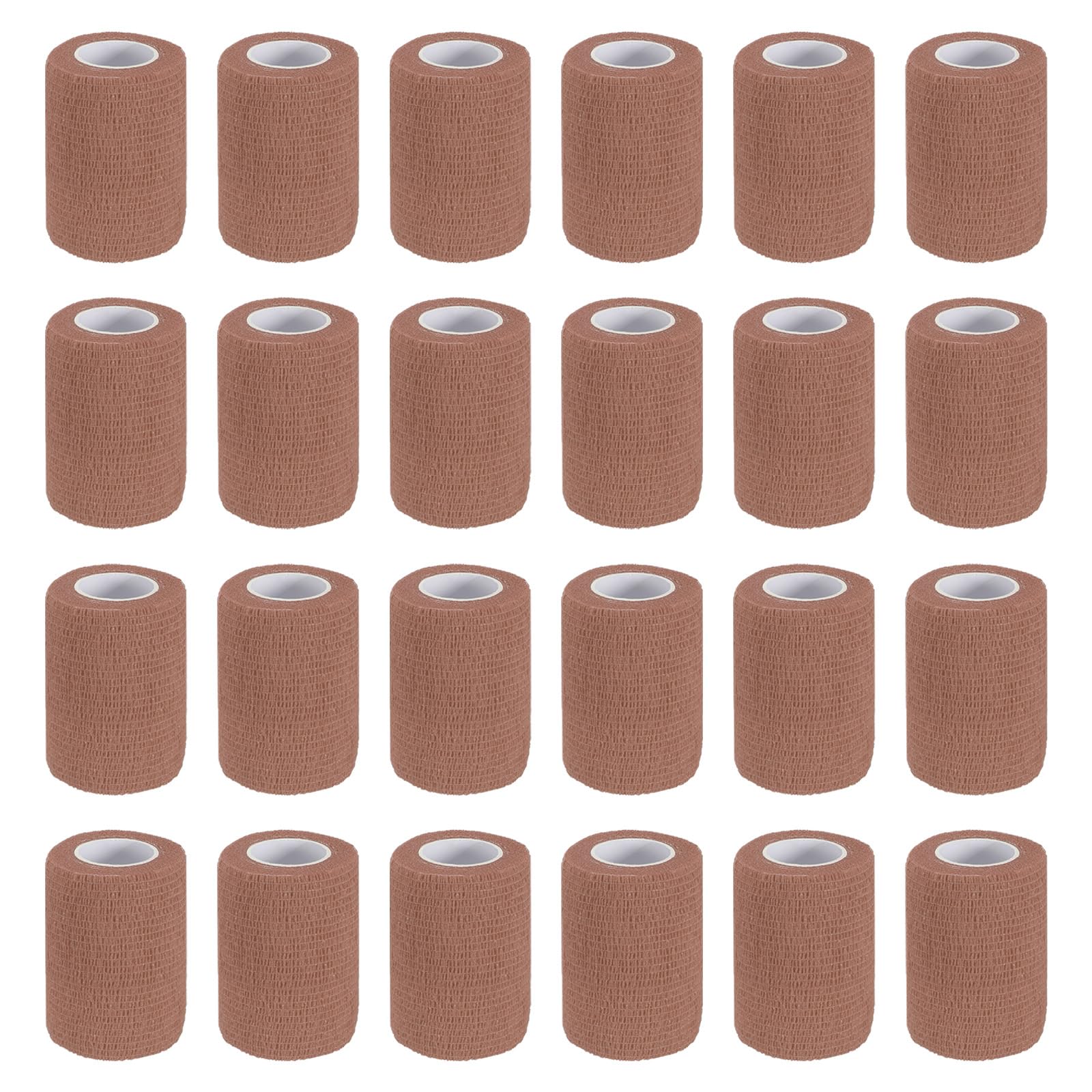 PATIKIL Self Adhesive Bandage Wrap 177" x 3", 24 Pcs Elastic Self Adherent Self Breathable Wrap Tape for Sport Stretch Athletic Wrist Ankle Outdoor Tape, Brown