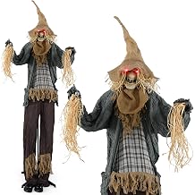 Tangkula 7 FT Halloween Animated Standing Scarecrow with Light-up Eyes
