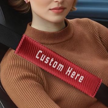 Personalized Seat Belt Cover Pad Custom Soft Seat Belt Pillow Cushion for Kids & Adults Carbon Fiber Seatbelt Shoulder Strap Pad, Universal Fit for Car/SUV/Truck