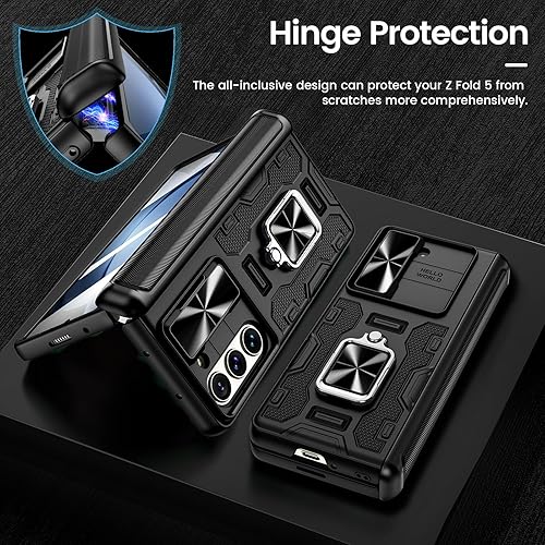 Miniatura 4 de VEGO Funda para Galaxy Z Fold 5 con funda de clip para cinturón, soporte magnético con anillo de 360 y cubierta de cámara y protector de pantalla