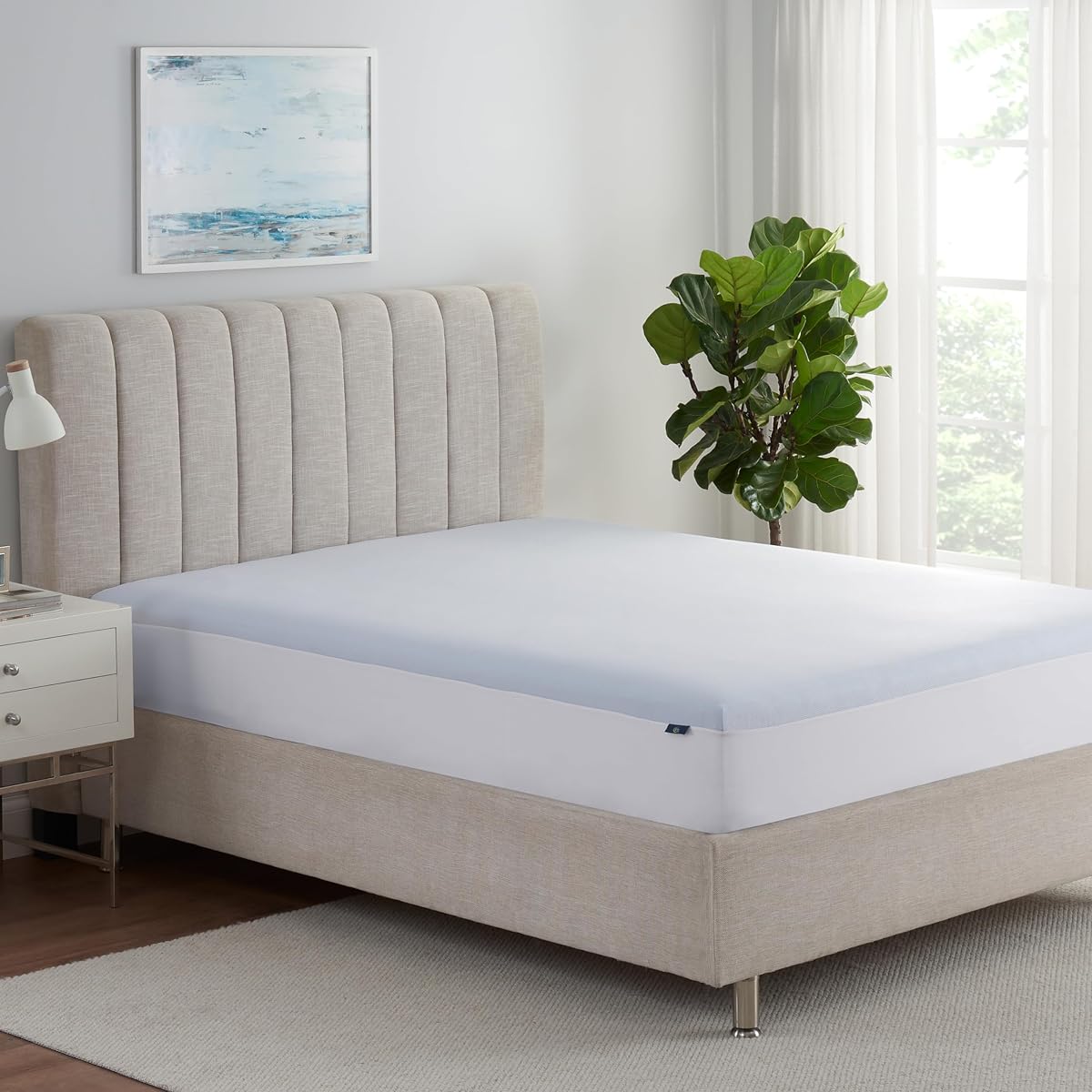 Cool Air Waterproof Mattress Protector, 54" x 75" Soft and Breathable Mesh Cooling Mattress Topper, 18" Elastic Deep Pocket for Secure Fit, Full, Blue