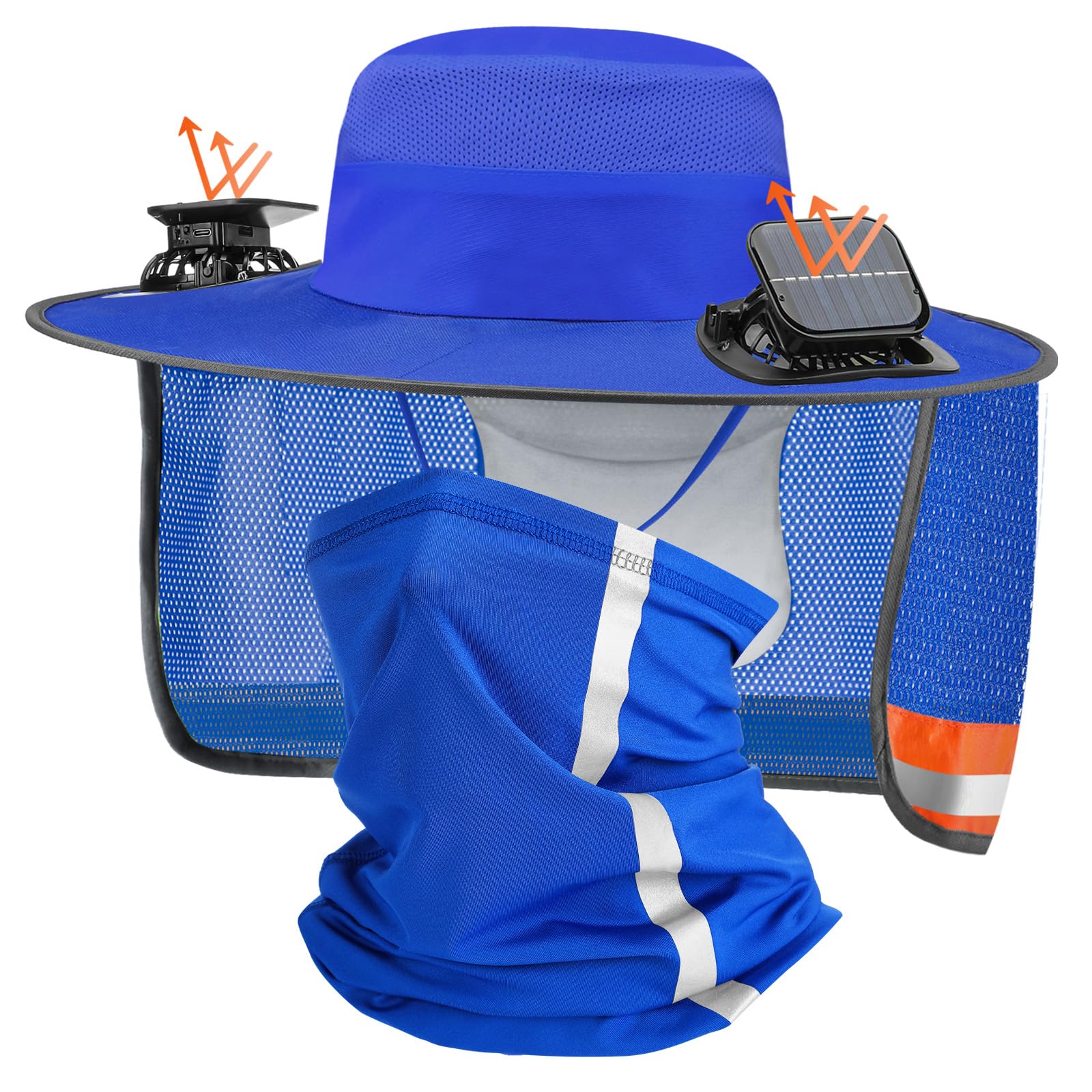 Sombrero de abanico solar para hombres y mujeres, sombrero de pesca de ala ancha con doble potencia, cubierta de cuello de seda de hielo, diseño reflectante