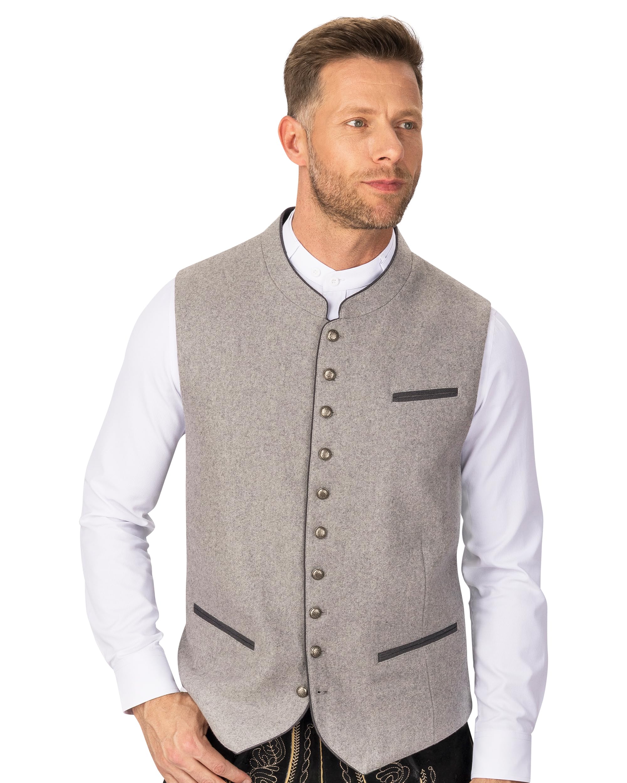 Trachtenweste Light Silver – Robuste & hochwertige Trachtenweste für Herren, perfekt für das Oktoberfest – Optimale Passform