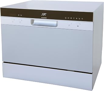 SPT SD-2224DS ENERGY STAR Compact Countertop Dishwasher with Delay Start - Portable Dishwasher with Stainless Steel Interior and 6 Place Settings Rack Silverware Basket, Silver