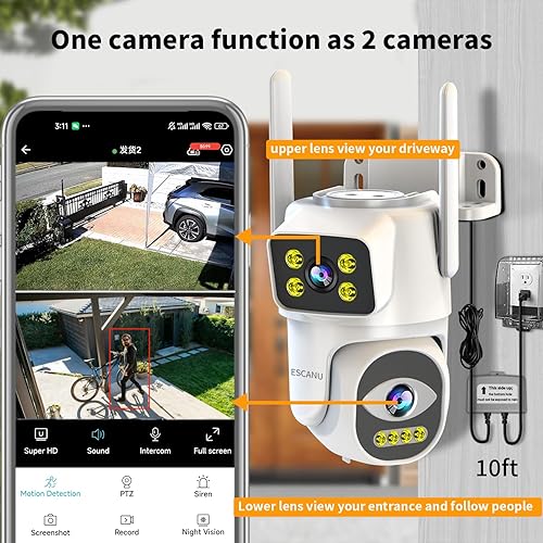 Miniatura 2 de Cámaras para seguridad en el hogar con doble lente, cámara de seguridad exterior 2.4G5G, cámara WiFi para seguridad del hogar, visión nocturna a