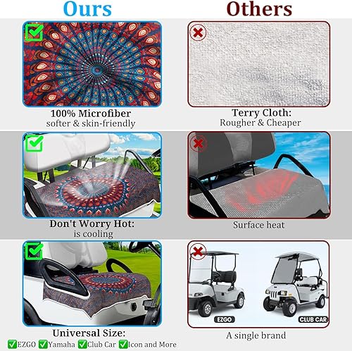 Miniatura 3 de ENYORSEL Fundas de asiento de carrito de golf, manta toalla de asiento de carrito de golf ultra suave para Yamaha, EZGO, Club Car, Icon y más