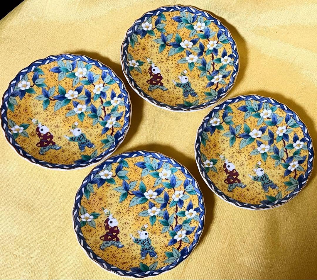 Amazon.co.jp: ノーブランド品美濃焼第一陶器翔山窯黄地唐子金彩銘々皿