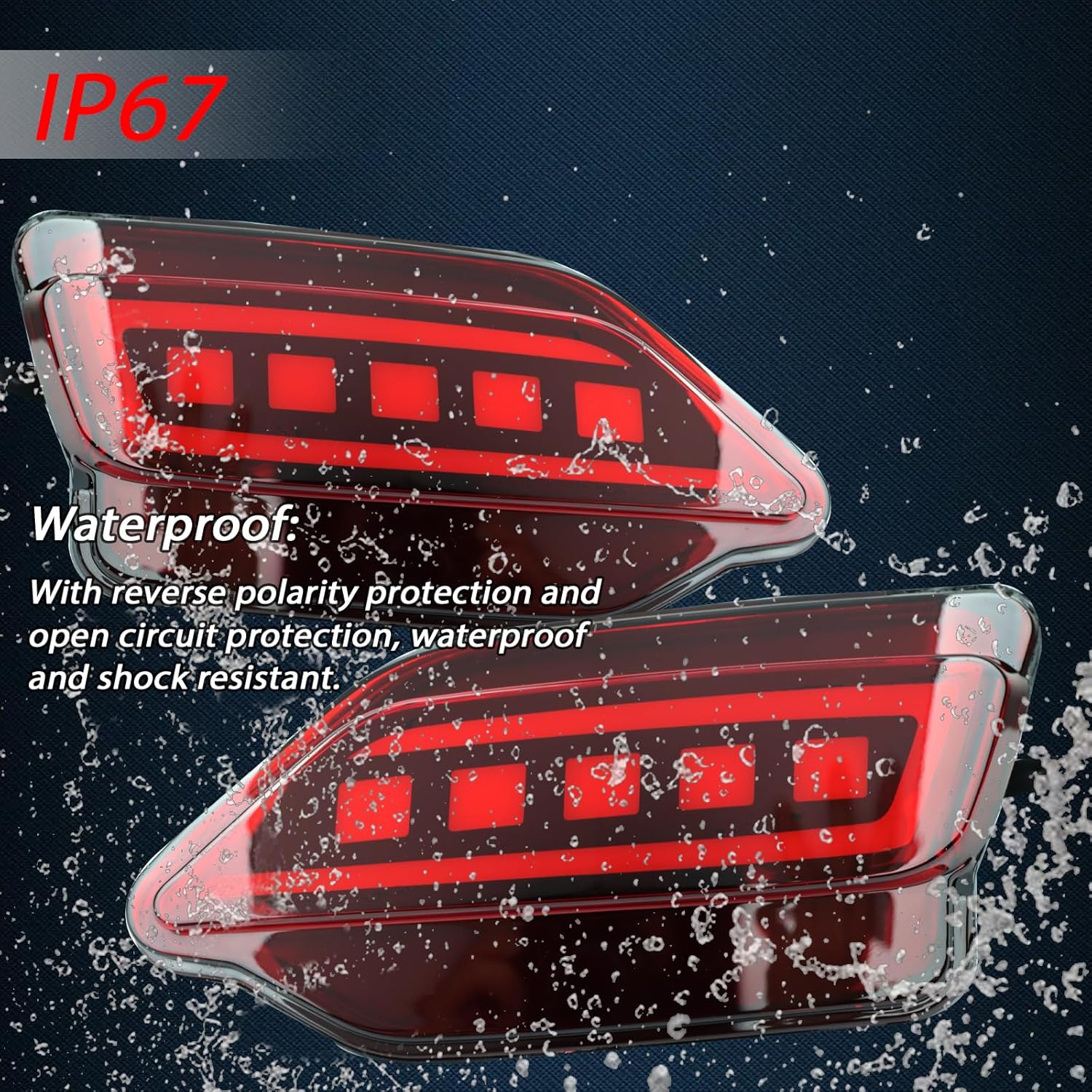 Red Lens LED Rear Reflector Bumper Fog Light Assembly Compatible With 2013-15 Toyota Rav4 Functions as Tail Brake Turn Signal Light 3-In-1 (RED)