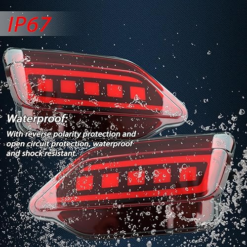 Miniatura 4 de Lente roja LED reflector trasero parachoques luz antiniebla compatible con Toyota Rav4 2013-15 funciona como luz de señal de giro de freno trasero 3