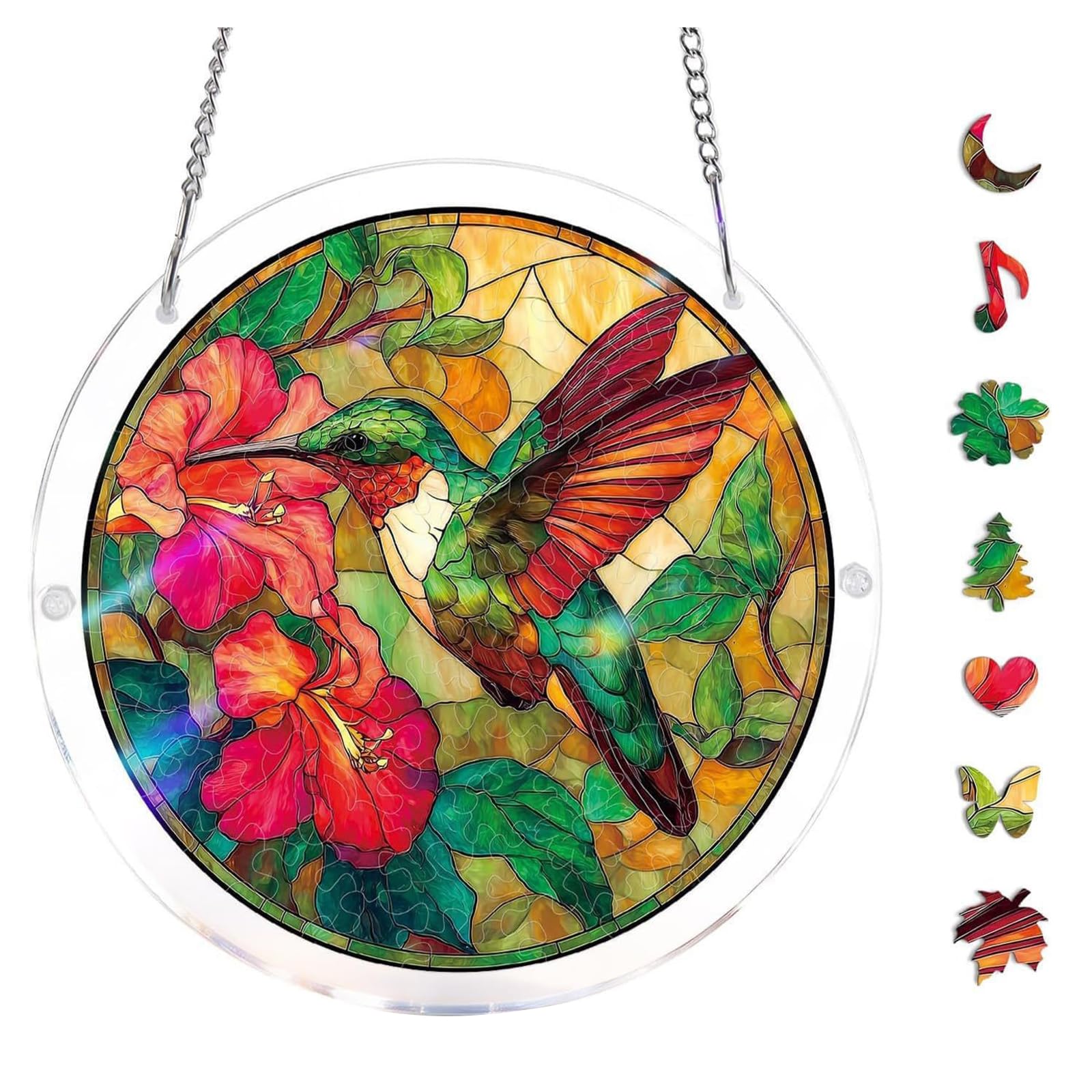 Acrylic Puzzles Suncatcher Window Hanging, Acrylic Jigsaw Puzzle Sun Catchers Moonlit Riverscape Decor Crafts for Living Room Bedroom Summer Balcony Decor