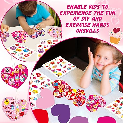 Miniatura 5 de 36 juegos de manualidades de corazón para el día de San Valentín para niños, kit de manualidades en forma de corazón con calcomanías para colgar en
