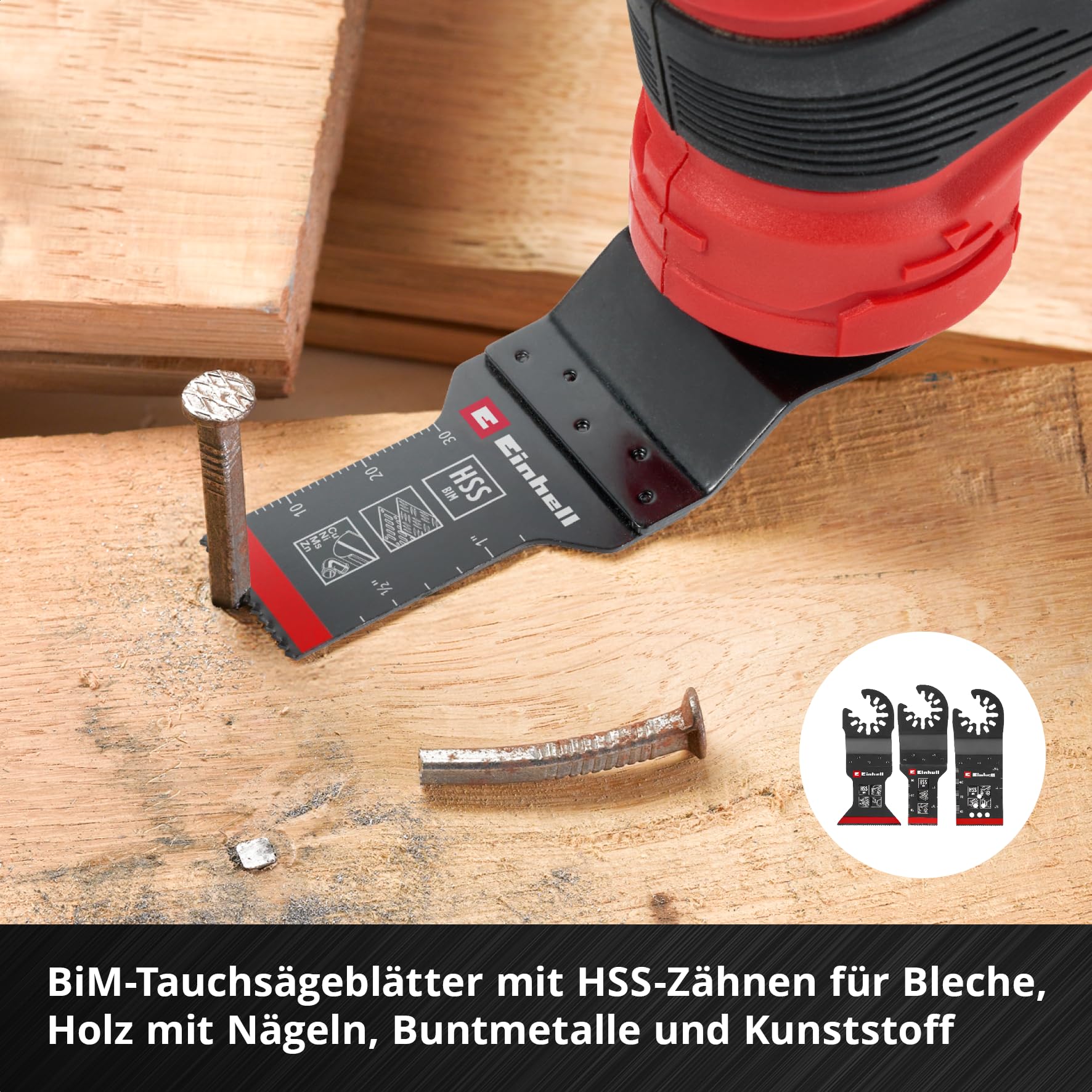 Original Einhell XXL-CASE 70-tlg. Multitool-Set (BiM/CrV-Tauchsägeblätter, HCS/HM/BiM-Halbrund-Sägeblätter, HM-Delta-Raspel, Delta-Trägerplatte, Schleifpapier, Dremel-Adapter)