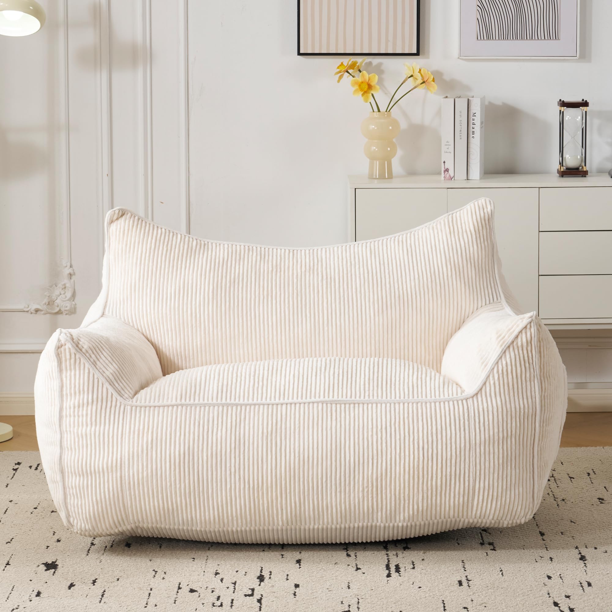 pouf géant velours côtelé avec dossier