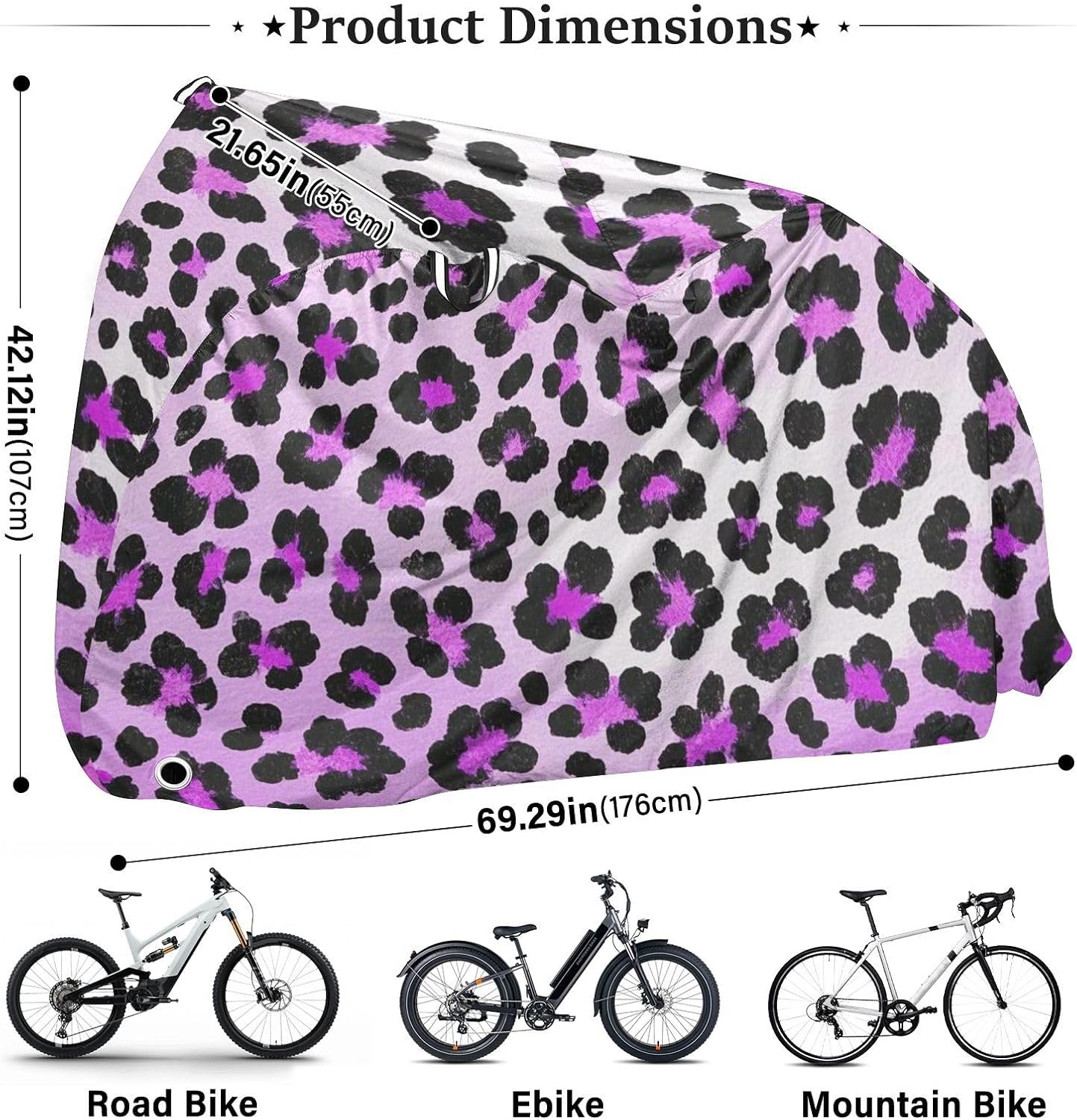 Cheetah Fur Skin Gradient Violet Cover for Bike Waterproof Outdoor Mountain Bike Cover Bikes Accessories