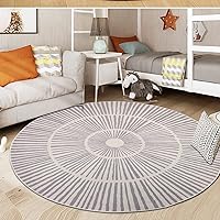 Vista 13 de Alfombra abstracta moderna de 5.2 pies, redonda, contemporánea, suave, azul, antideslizante, para dormitorio, sala de estar, dormitorio, vestidor