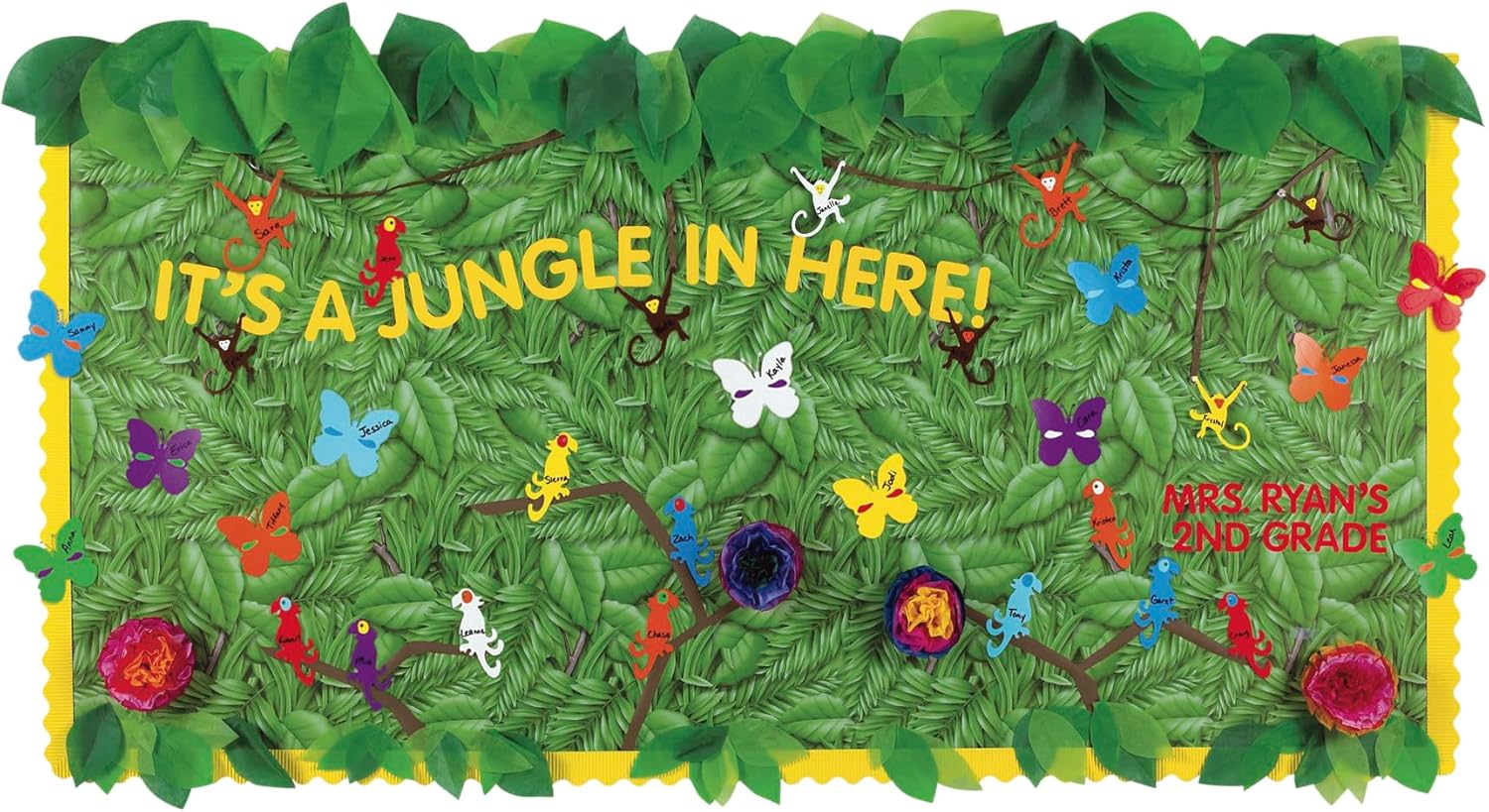 Fadeless Bulletin Board Paper, Fade-Resistant Paper for Classroom Decor, 48” x 12’, Tropical Foliage, 1 Roll
